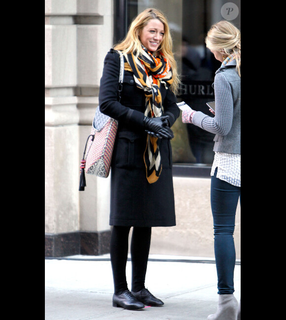 Blake Lively sublime sur le tournage de Gossip Girl, le 5 mars 2012 à New York