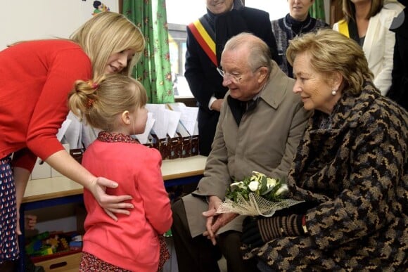 Le roi Albert II et la reine Paola de Belgique étaient en visite à Waremme (province de Liège) le 7 mars 2012.