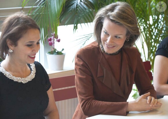 La princesse Mathilde était en visite à la Maison des femmes de Schaerbeek (région de Bruxelles-Capitale) le 6 mars 2012.
