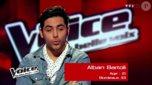 Prestation d'Alban Bartoli dans The Voice samedi 17 mars 2012 sur TF1