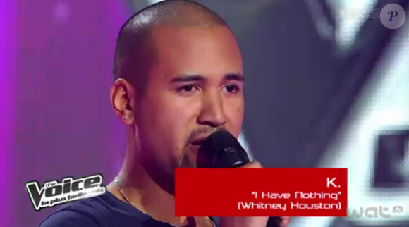 Prestation de K dans The Voice sur TF1 le samedi 17 mars 2012