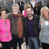 Chantal Jouanno, Patrick Préjean, Bruno Solo et Dominique Serra, lors du coup d'envoi du Rallye des Gazelles, le samedi 17 mars au Trocadero, à Paris.