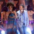 François Feldman et Joniece Jamison lors de l'enregistrement de l'émission Les années bonheur, diffusée le 5 mai sur France 2