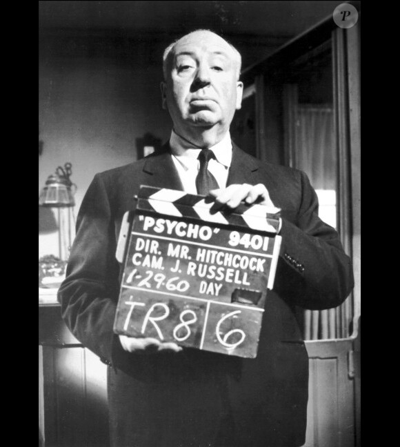Alfed Hitchcock sur le tournage de Psychose en 1960.