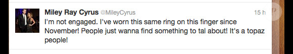 Capture d'écran de la page Twitter de Miley Cyrus