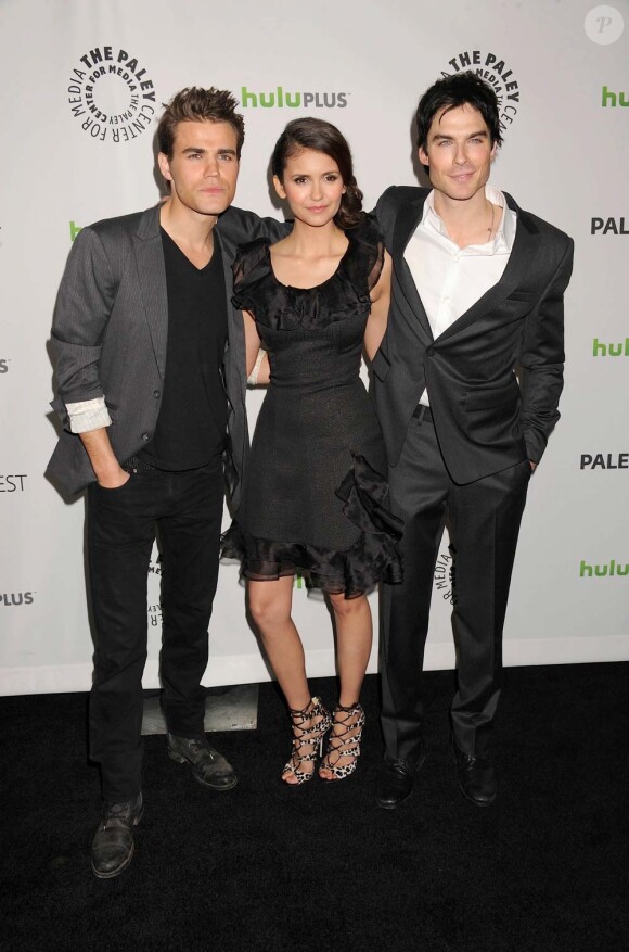 Les stars de Vampire Diaries - Ian Somerhalder, Nina Dobrev et Paul Wesley - à Los Angeles, le 10 mars 2012.