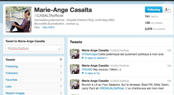 Twitter officiel de Marie-Ange Casalta