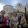 La princesse Mathilde de Belgique en visite au Musée archéologique Durres et à l'amphithéâtre de Tirana le 30 mars 2012. Elle était du 28 au 30 mars 2012 en visite en Albanie en tant qu'ambassadrice spéciale pour la vaccination en Europe pour le compte de l'Organisation Mondiale de la Santé (OMS).