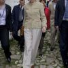 La princesse Mathilde de Belgique en visite au Musée archéologique Durres et à l'amphithéâtre de Tirana le 30 mars 2012. Elle était du 28 au 30 mars 2012 en visite en Albanie en tant qu'ambassadrice spéciale pour la vaccination en Europe pour le compte de l'Organisation Mondiale de la Santé (OMS).
