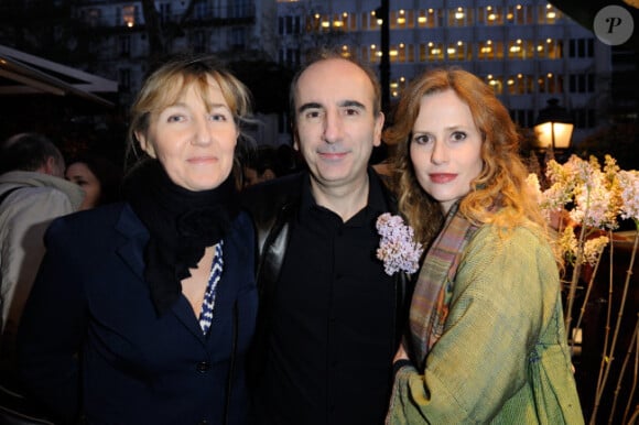 Florence Darel, Philippe Harel et sa femme le 3 avril 2012 à la Closerie des Lilas à Paris lors de la soirée en l'honneur du prix littéraire du même nom