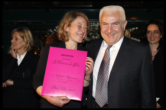 Nathalie Kuperman et Miroslav Siljegovic lors de la soirée de la Closerie des Lilas à l'occasion de la remise du prix littéraire du même nom le 3 avril 2012 à Paris