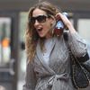 Sarah Jessica Parker et ses adorables jumelles Marion et Tabitha sont en route pour l'école. New York, le 10 avril 2012.