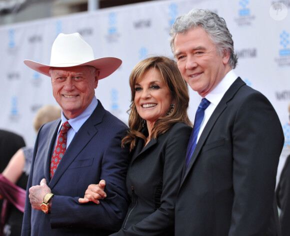 Patrick Duffy, Linda Gray et Larry Hagman de la série Dallas, à Los Angeles, lors du TCM Classic Film Festival, le jeudi 12 avril 2012.