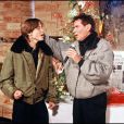 Eric Charden et son fils Baptiste au Téléthon en 1987