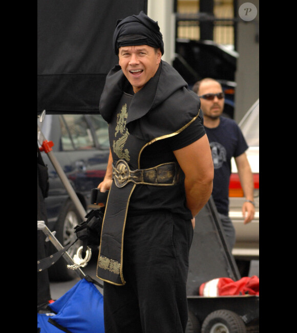 Mark Wahlberg sur le tournage de Pain and Gain de Michael Bay, le 16 avril 2012.
