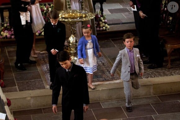 Le prince Christian et la princesse Isabella au baptême de la princesse Athena, le 20 mai 2012.