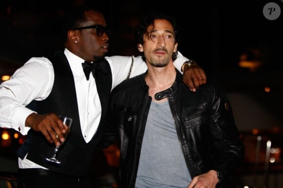 P. Diddy et Adrien Brody lors de la soirée privée de P. Diddy sur un yacht à Cannes le 22 mai 2012