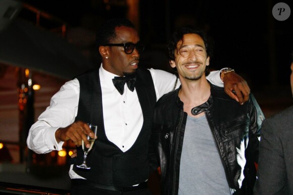 P. Diddy et Adrien Brody lors de la soirée privée de P. Diddy sur un yacht à Cannes le 22 mai 2012
