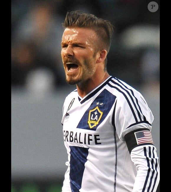 David Beckham le 23 mai 2012 à Carson City pas content de son nouveau look qui n'aura pas empêché son équipe de s'incliner 3-2 face à San José