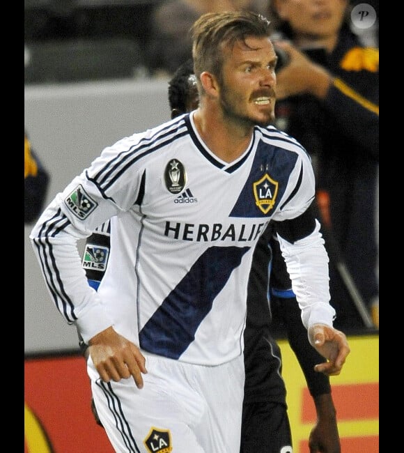 David Beckham le 23 mai 2012 à Carson City très énervé malgré un nouveau look qui n'aura pas empêché son équipe de s'incliner 3-2 face à San José