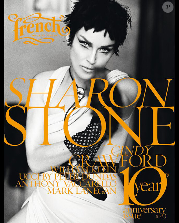 Sharon Stone en couverture du vingtième numéro du magazine French Revue de Modes qui fête ses 10 ans.