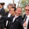 Gustave Kervern, Benoît Poelvoorde, Benoît Delépine et Albert Dupontel lors du photocall du film Le Grand Soir, Festival de Cannes, le 22 mai 2012.