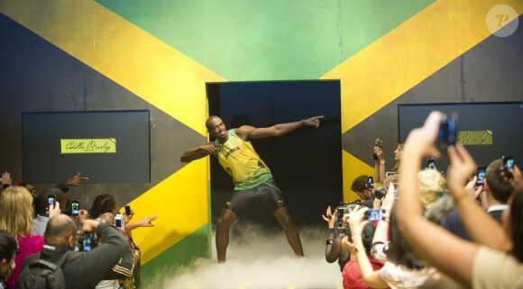 Usain Bolt le 1er juin à Londres lors du défilé présentant les tenues des athlètes jamaïcains.