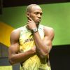 Usain Bolt prend la pose le 1er juin à Londres lors du défilé présentant les tenues des athlètes jamaïcains.