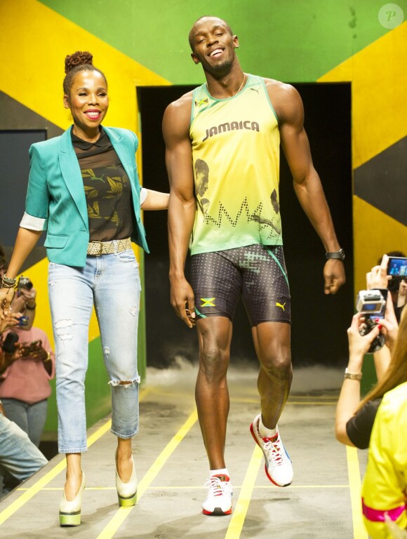 Usain Bolt et Cedella Marley le 1er juin à Londres lors du défilé présentant les tenues des athlètes jamaïcains.