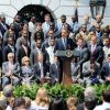 Barack Obama a rendu hommage le 8 juin 2012 aux New York Giants à la Maison Blanche, quatre mois après leur victoire dans le Super Bowl XLVI.