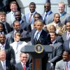 Barack Obama recevait le 8 juin 2012 les New York Giants à la Maison Blanche, quatre mois après leur victoire dans le Super Bowl XLVI.