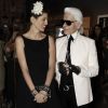 Maïwenn et Karl Lagerfeld à New York lors du lancement du livre La Petite Veste noire