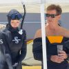 Emma Thompson et Pierce Brosnan sur le tournage du film Love Punch au Cap d'Antibes le 13 juin 2012