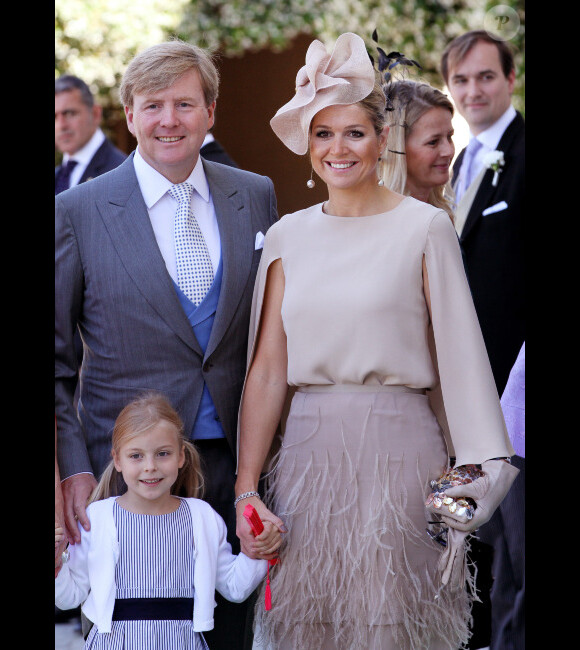 Le prince Willem-Alexander et la princesse Maxima lors du mariage de Maria-Carolina de Bourbon-Parme et son compagnon Albert Brenninkmeijer, en la Basilique San Miniato de Florence, le 16 juin 2012