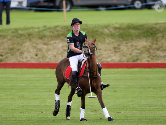 Les princes William et Harry participent à un match de polo, à Westonbirt, le 17 juin 2012