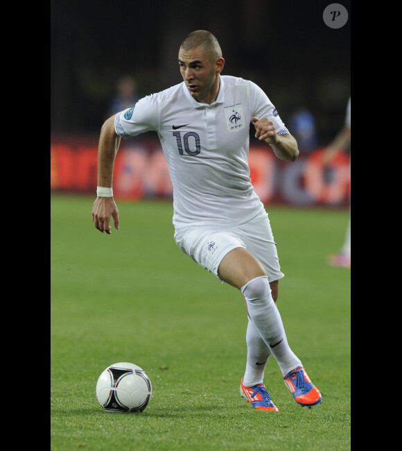 Karim Benzema lors du match de l'équipe de France perdu face à la Suède le 19 juin 2012 à Kiev en Ukraine (2-0)