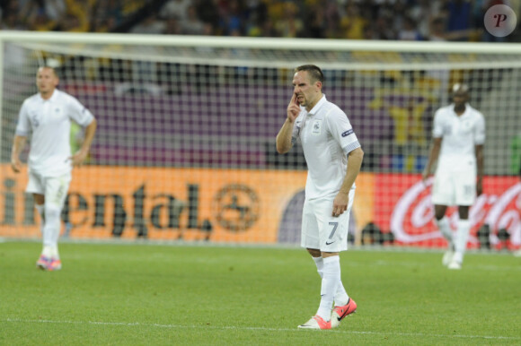 Franck Ribéry lors du match de l'équipe de France perdu face à la Suède le 19 juin 2012 à Kiev en Ukraine (2-0)