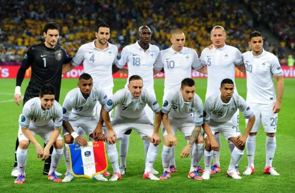 L'équipe de France lors du match perdu face à la Suède le 19 juin 2012 à Kiev en Ukraine (2-0)