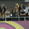 Les femmes et compagnes des joueurs tricolores lors du match de l'équipe de France perdu face à la Suède le 19 juin 2012 à Kiev en Ukraine (2-0)