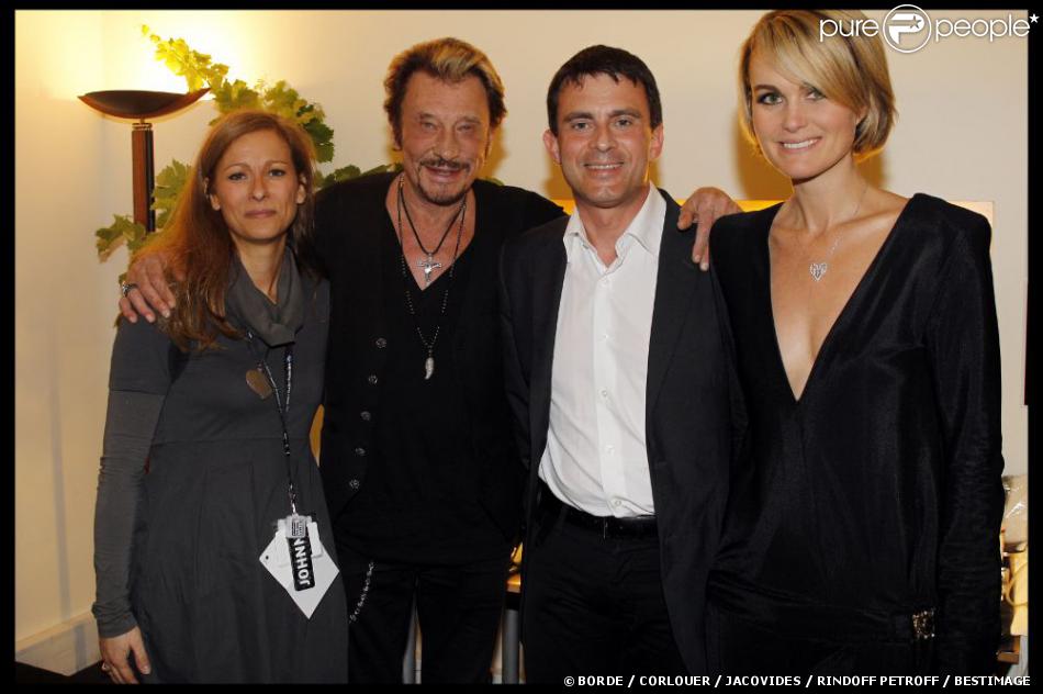 EXCLU : Johnny et Laeticia Hallyday, Anne Gravoin et Manuel Valls au Stade de France pour les concerts de Johnny Hallyday, le 16 juin 2012.