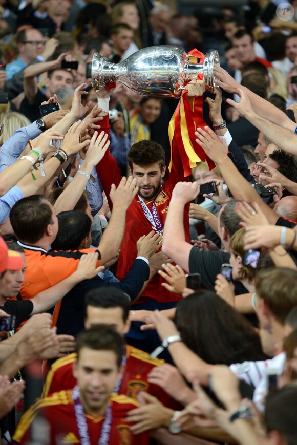 Gerard Piqué lors de la finale de l'Euro remportée par l'Espagne face à l'Italie (4-0) au stade olympique de Kiev le 1er juillet 2012