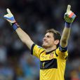 Iker Casillas lors de la finale de l'Euro remportée par l'Espagne face à l'Italie (4-0) au stade olympique de Kiev le 1er juillet 2012
