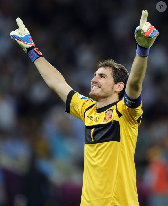 Iker Casillas lors de la finale de l'Euro remportée par l'Espagne face à l'Italie (4-0) au stade olympique de Kiev le 1er juillet 2012