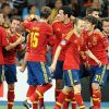 Les joueurs espagnols lors de la finale de l'Euro remportée par l'Espagne face à l'Italie (4-0) au stade olympique de Kiev le 1er juillet 2012