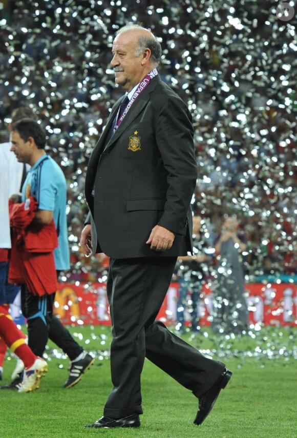 Vicente del Bosque lors de la finale de l'Euro remportée par l'Espagne face à l'Italie (4-0) au stade olympique de Kiev le 1er juillet 2012