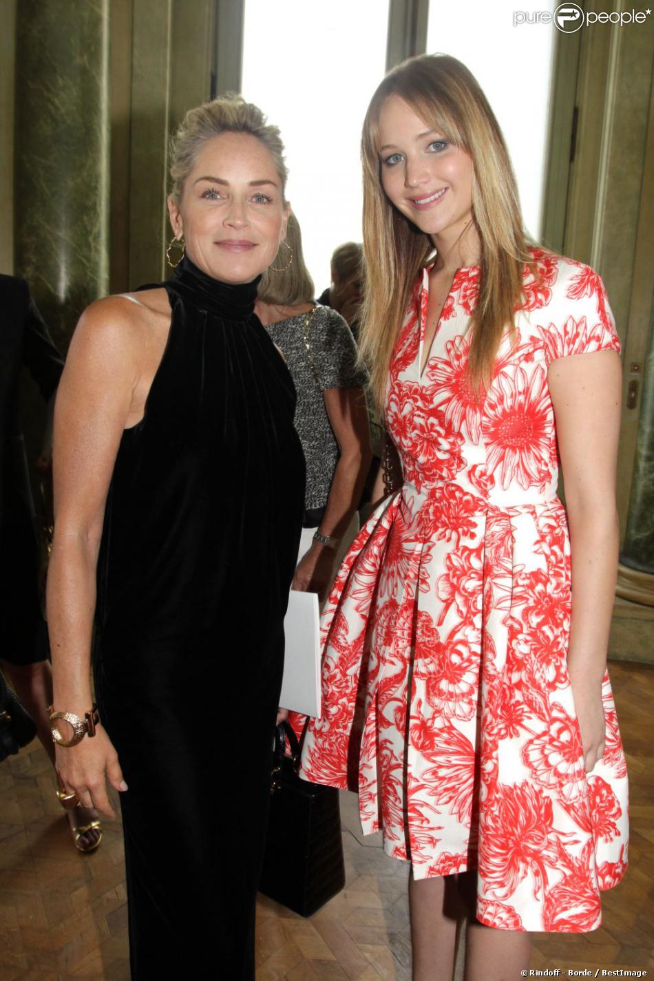 Sharon Stone et Jennifer Lawrence au défilé haute couture Christian