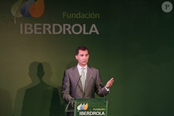 Le prince Felipe et la princesse Letizia présidaient le 3 juillet 2012 à Madrid la remise des bourses et subventions de la Fondation Iberdrola pour l'innovation environnementale.