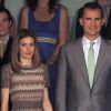 Le prince Felipe et la princesse Letizia d'Espagne présidaient le 3 juillet 2012 à Madrid la remise des bourses et subventions de la Fondation Iberdrola pour l'innovation environnementale.