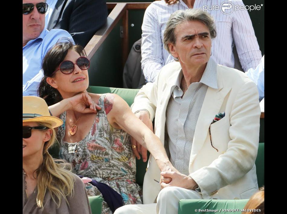 Michel Blanc En Couple Avec Lio Lio et son nouveau compagnon, complices, à Roland-Garros le 31 mai 2012