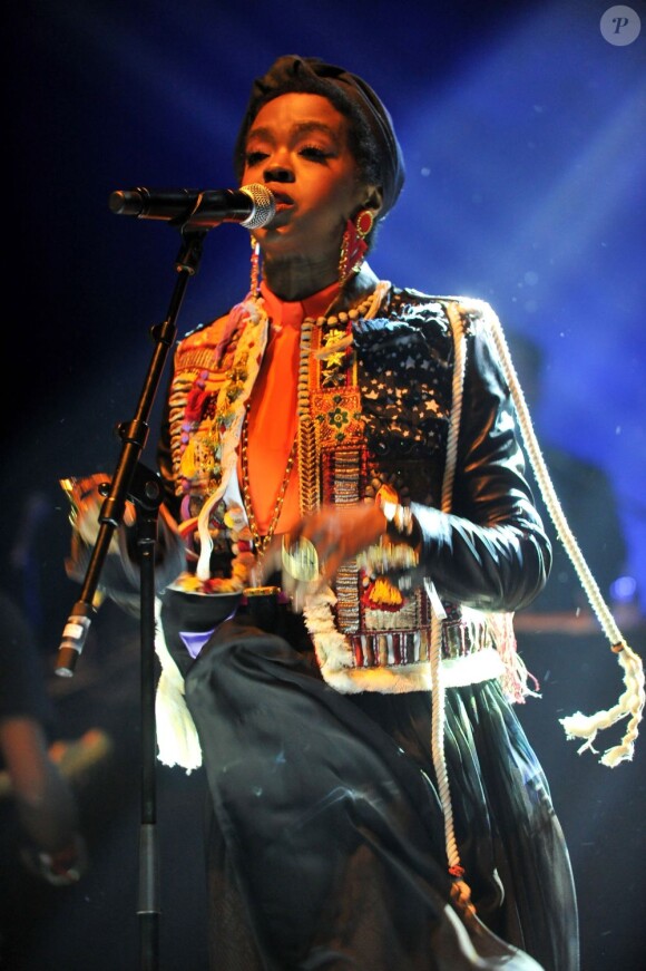 Lauryn Hill en concert à l'Olympia, à Paris, le 16 avril 2012.